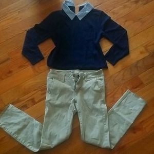 Bundle J crew sweater and AE khaki pants size S